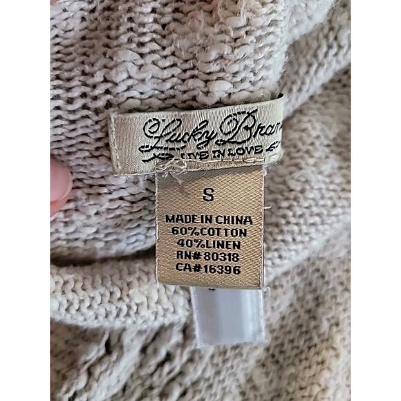 Lucky Brand Fringe Duster Cardigan Sz S – Natural Linen Blend, EUC - Picture 7 of 8